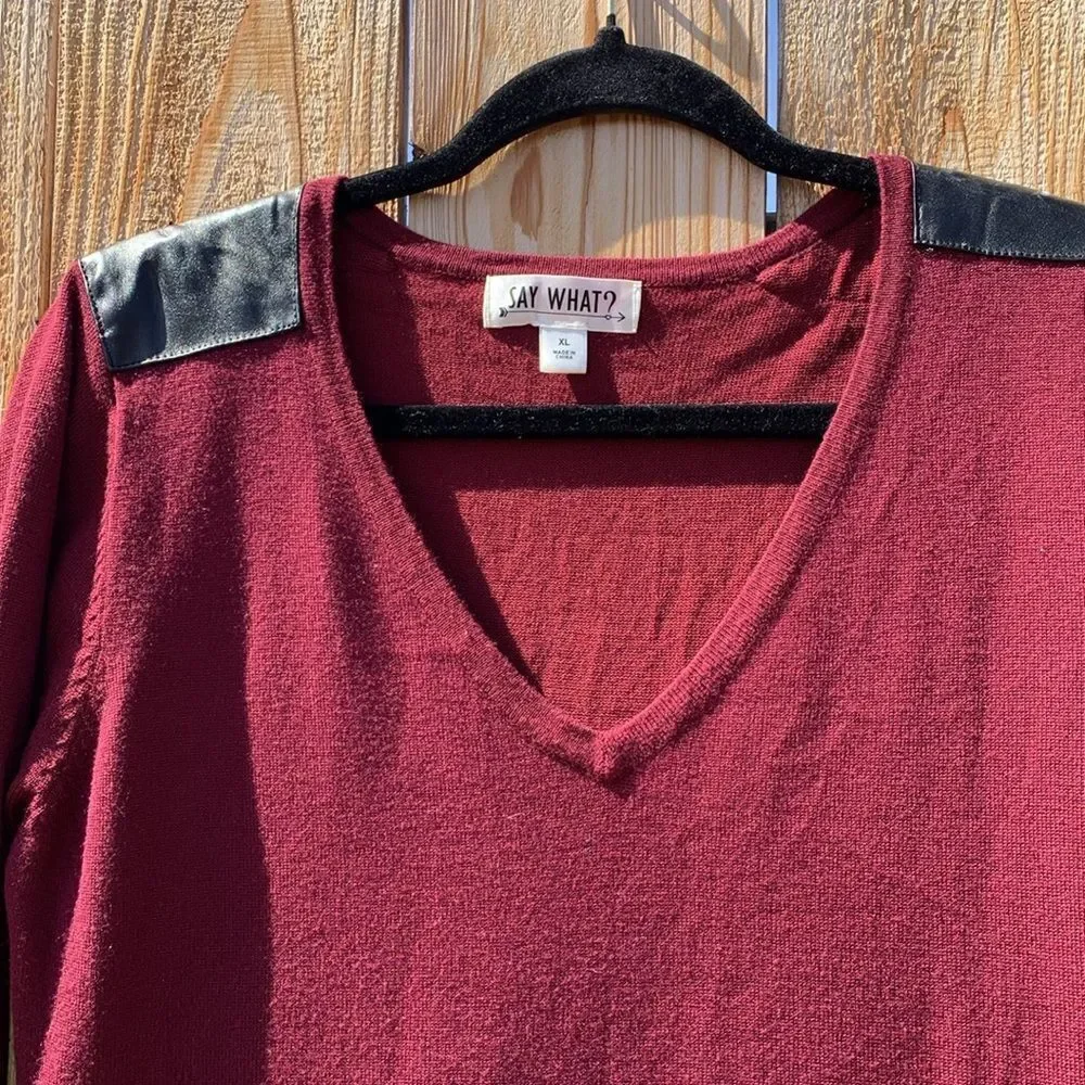 Take 50% OFF- Say What? Burgundy and Black Mini Dress, Size-XL - Picture 7 of 12